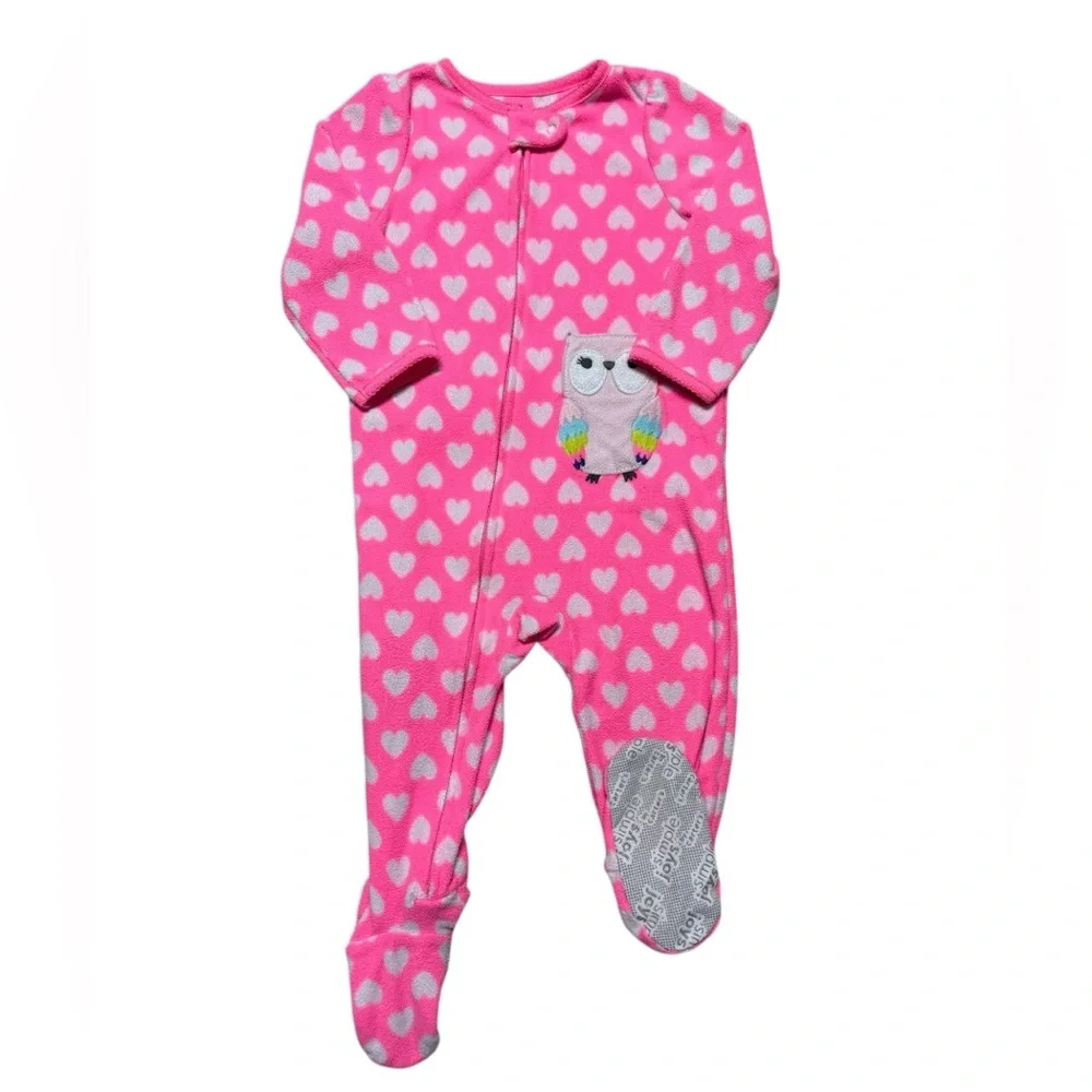 Carter's | Toddler Baby Girl Hearts Fleece Footed Pajamas | 18M.